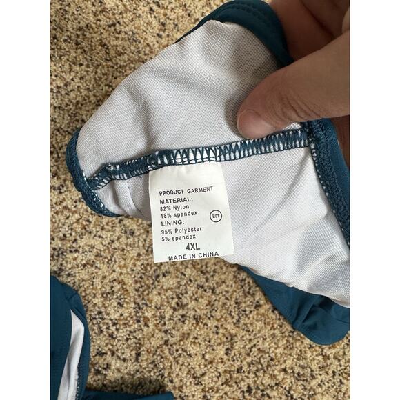 Women's Bikini Set Two Piece Swimsuit High Waisted‎ V Neck Ruched Blue 4XL - Picture 8 of 8